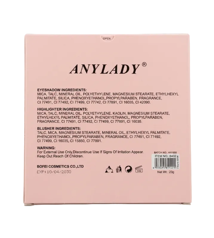 Anylady 19 Colour Eyeshadow, Blushon & Highlighter Palette