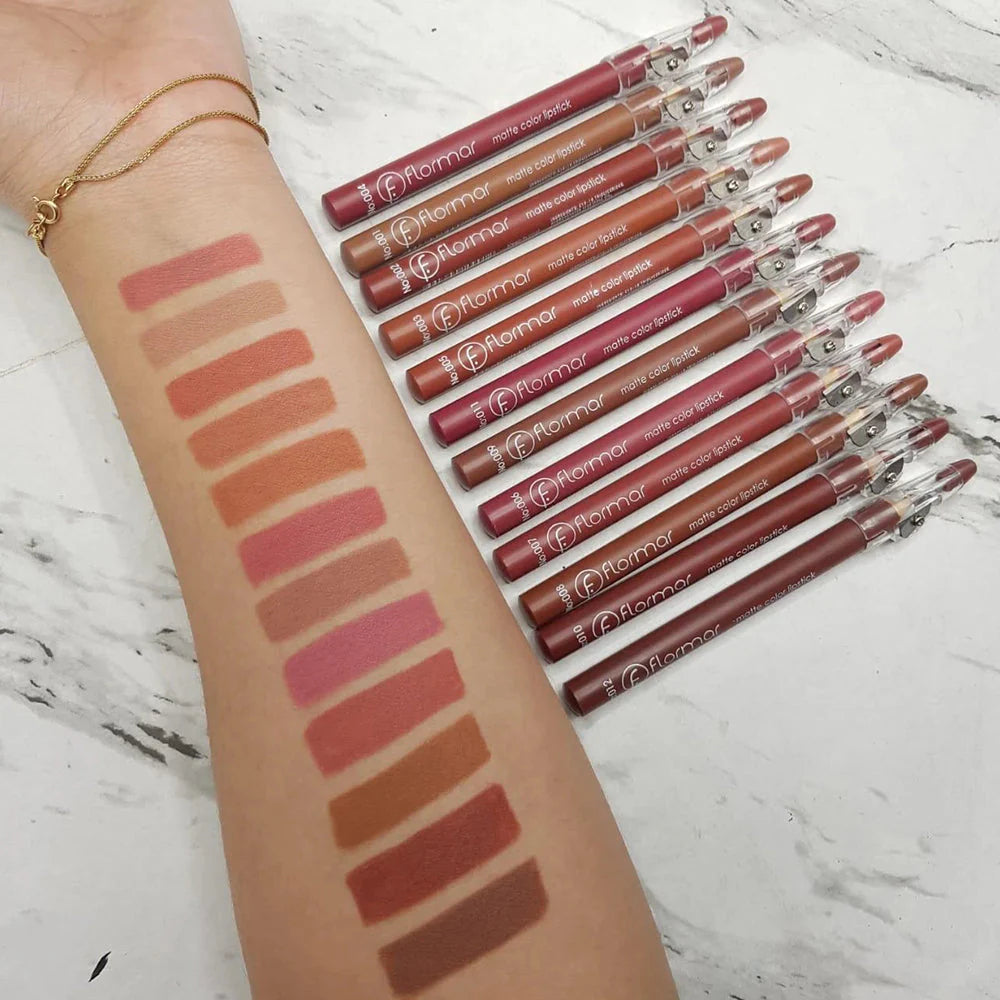 Flormar Matte Lip Liner Pencil (Pack of 12)