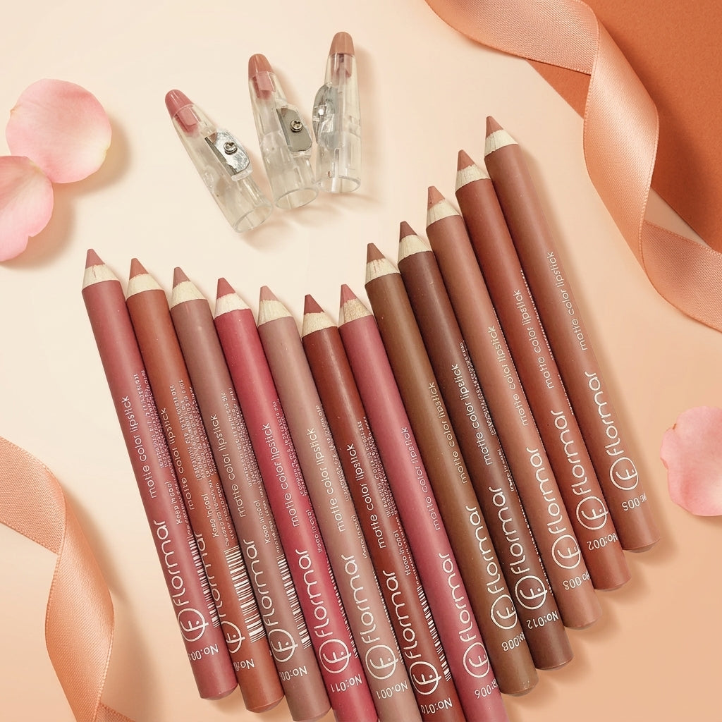 AI shoot - flormar-matte-lipstick-pencil-pack-of-12pcs