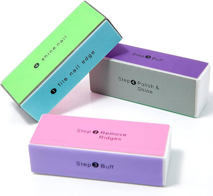 Colorful 4-Way Nail Buffer Block Shine Polisher, Manicure, Sanding Files
