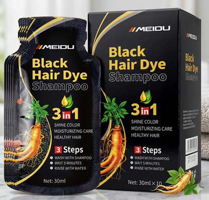 MEIDU Black Hair Dye Shampoo 10 sachet pack