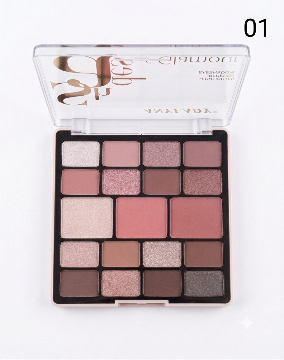 Anylady 19 Colour Eyeshadow, Blushon & Highlighter Palette