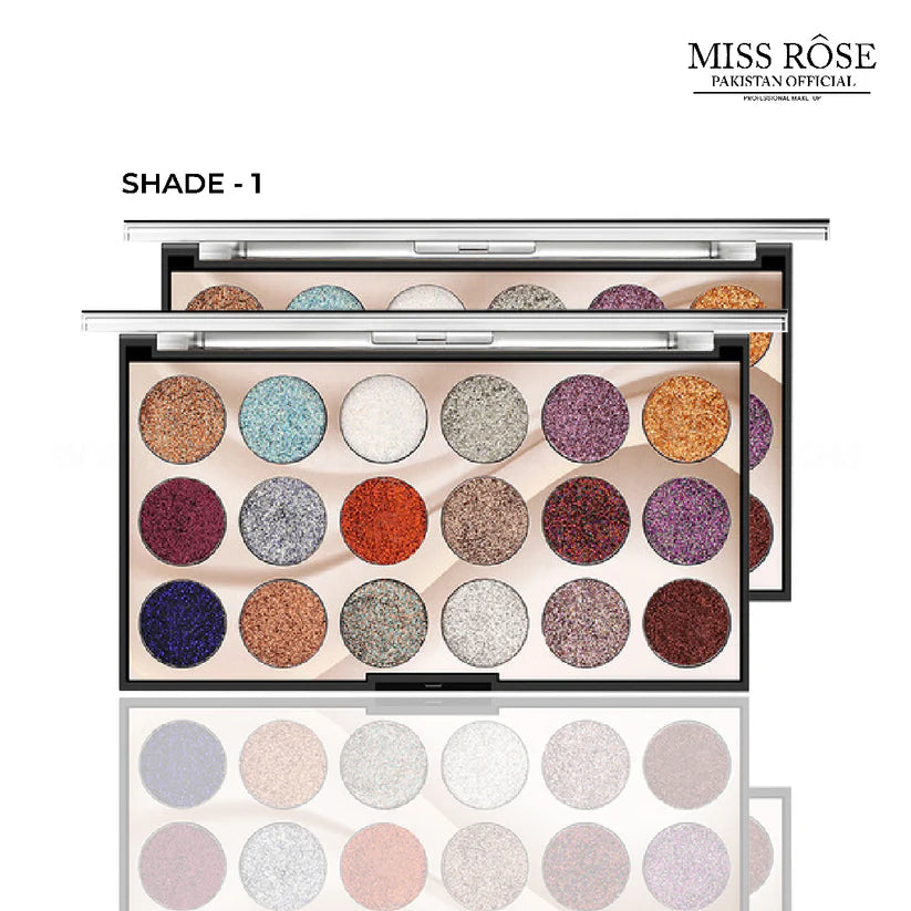 MISS ROSE 18-Color Sequin Glitter Eyeshadow Palette
