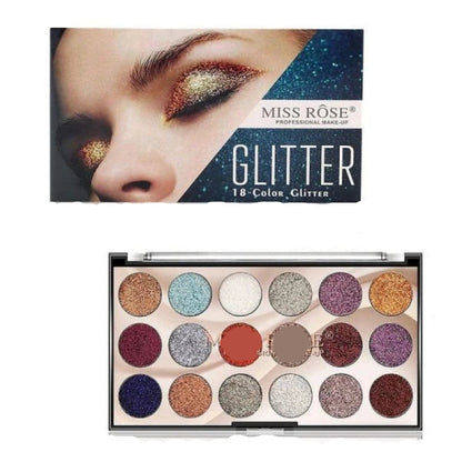 MISS ROSE 18-Color Sequin Glitter Eyeshadow Palette