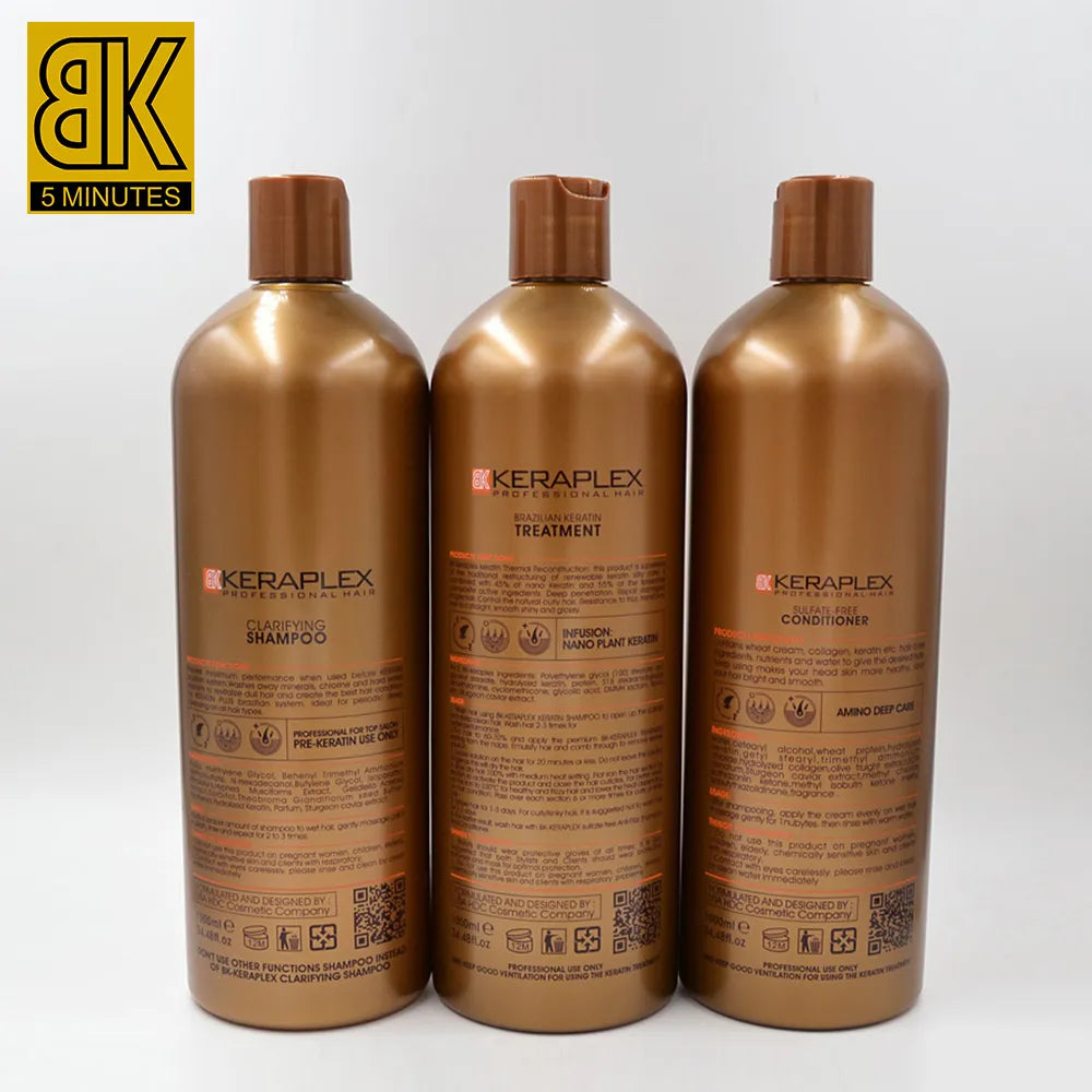 BK Keraplex Caviar Brazilian Keratin Hair Treatment Shampoo Sulfate Free Conditioner 3in1 Set