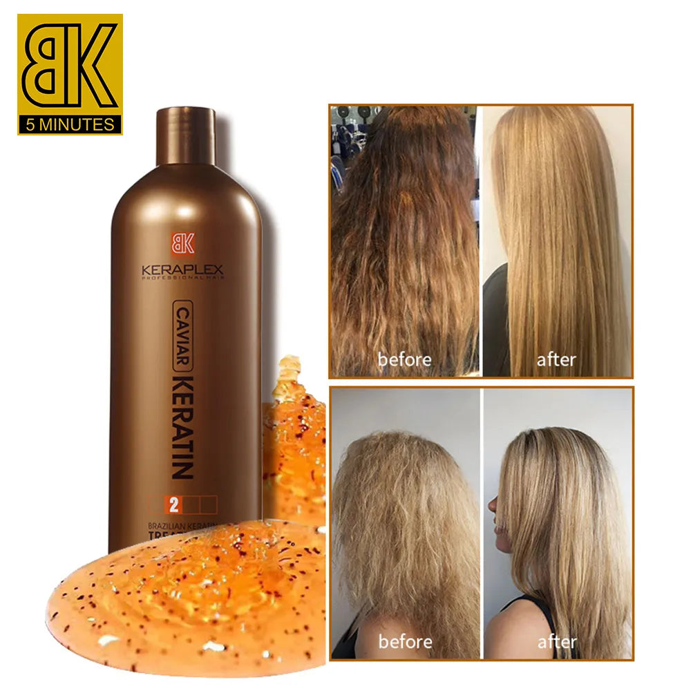 BK Keraplex Caviar Brazilian Keratin Hair Treatment Shampoo Sulfate Free Conditioner 3in1 Set