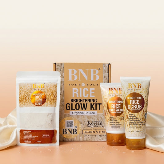 AI shoot - bnb-rice-extract-bright-glow-kit-rice-face-wash-rice-scrub-rice-mask